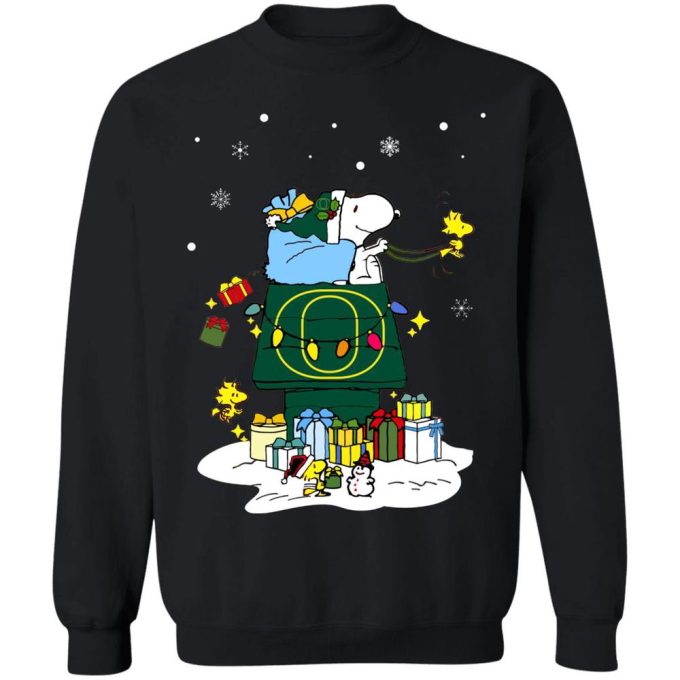 Get into the Holiday Spirit with Oregon Ducks Santa Snoopy Merry Christmas Shirt
