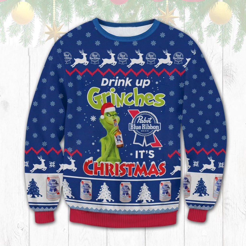 Pabst Blue Ribbon Drink Up Grinches Ugly Sweater: Festive & Fun Holiday Attire for Beer Lovers! – Gift for Men Women Pabst Blue Ribbon Drink Up Grinches Ugly Sweater: Festive & Fun Holiday Attire for Beer Lovers! – Gift for Men Women