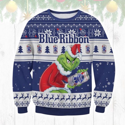 Pabst Blue Ribbon Grinches Ugly Sweater: Festive & Fun Holiday Apparel for PBR Lovers! – Gift for Men Women
