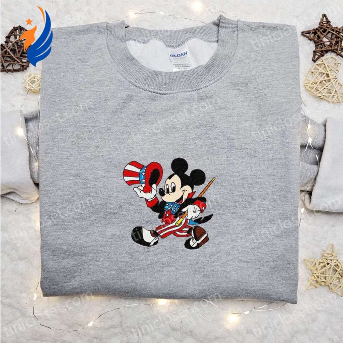 Mickey Embroidered Shirt & Disney Characters Hoodie: Best Patriotic Apparel