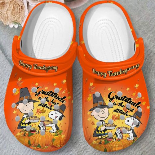 Peanuts Snoopy Happy Thanksgiving Day Orange Clogs For Kids And Adults Peanuts Snoopy Happy Thanksgiving Day Orange Clogs For Kids And Adults