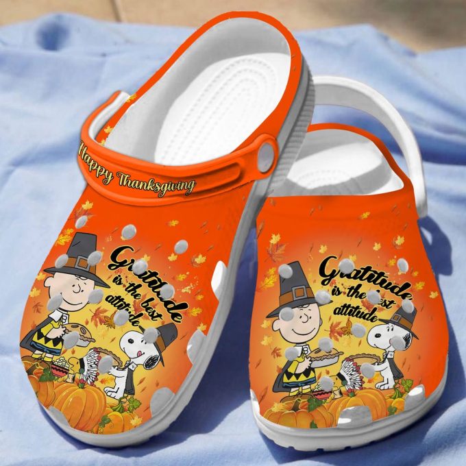 Peanuts Snoopy Happy Thanksgiving Day Orange Clogs For Kids And Adults