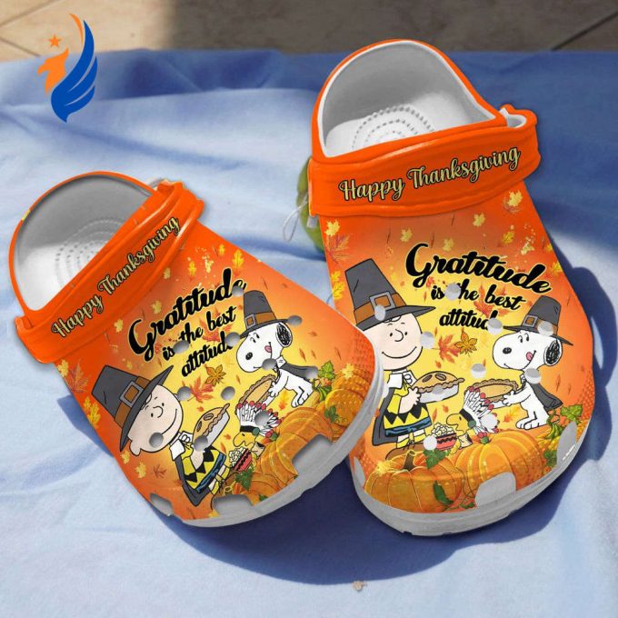 Peanuts Snoopy Happy Thanksgiving Day Orange Clogs For Kids And Adults Peanuts Snoopy Happy Thanksgiving Day Orange Clogs For Kids And Adults
