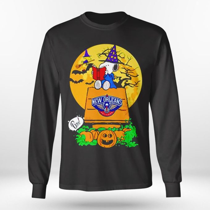 Pelicans Snoopy New Orleans Halloween Shirt: Long Sleeve Ladies Tee – Spooky and Stylish!