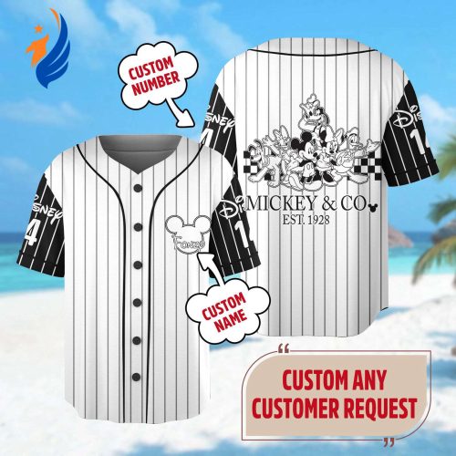 Customize Mickey and Friends Baseball Jersey Personalize Mouse Family Tee Funny Mickey Team Basketball Jersey Magic Kingdom Shirt