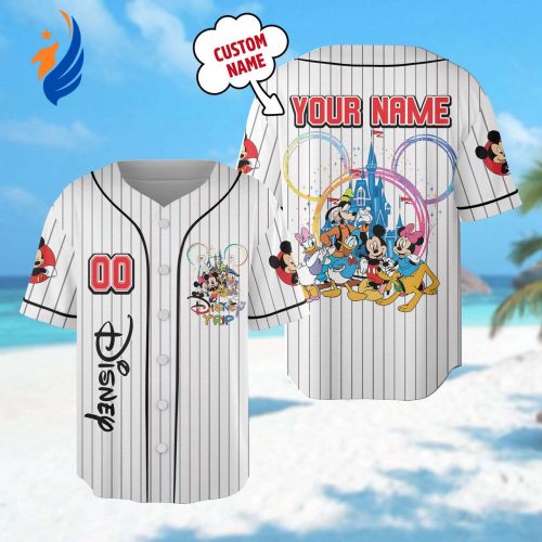 Get Your Personalized Mickey and Friends Baseball Jersey – Perfect for Magic Kingdom Family Trip!
