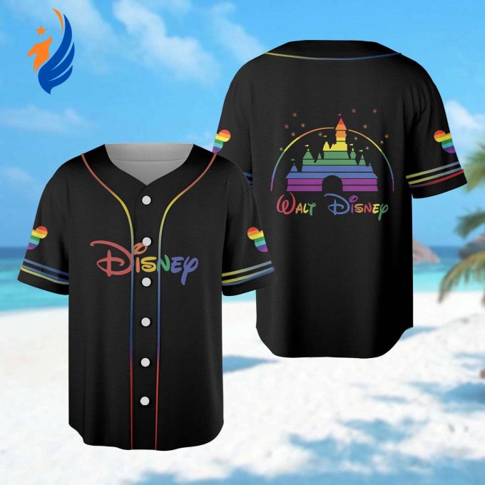 Mickey Mouse Pride Month Baseball Jersey – Personalized LGBTQ Rainbow Shirt for Magic Kingdom Trip