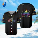 Custom Mickey Mouse Pride Baseball Jersey – LGBTQ Rainbow Design Personalized with Name for Magic Kingdom Trip
