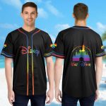 Custom Mickey Mouse Pride Baseball Jersey – LGBTQ Rainbow Design Personalized with Name for Magic Kingdom Trip