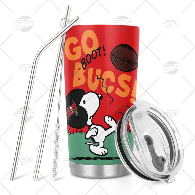 Personalize NFL Tampa Bay Buccaneers Tumbler Snoopy Stainless Steel Tumbler 20oz 30oz Best Gift