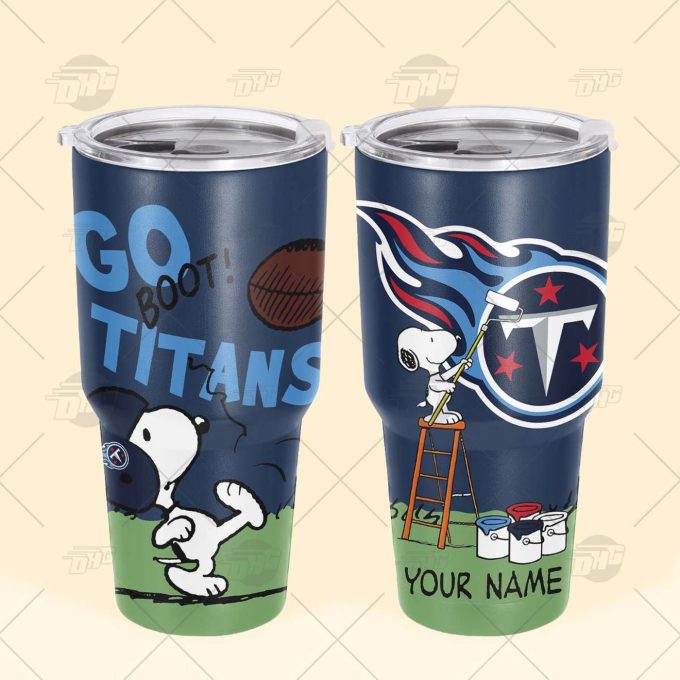 Personalize NFL Tennessee Titans Tumbler Snoopy Stainless Steel Tumbler 20oz 30oz Best Gift