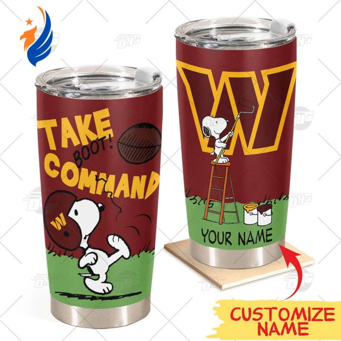 Personalize NFL Washington Commanders Tumbler Snoopy Stainless Steel Tumbler 20oz 30oz Best Gift