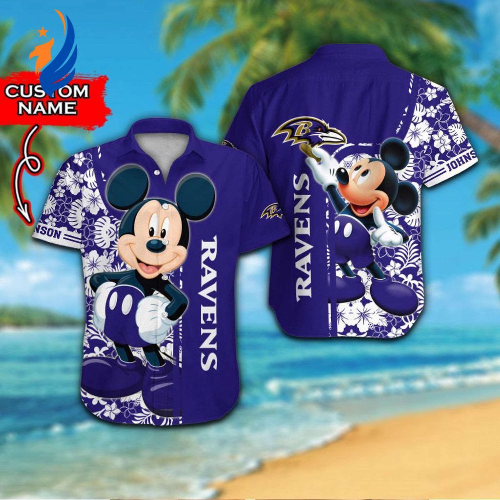 Baltimore Ravens & Mickey Mouse Hawaiian Shirt – Customizable and Unique Apparel for Fans Baltimore Ravens & Mickey Mouse Hawaiian Shirt – Customizable and Unique Apparel for Fans