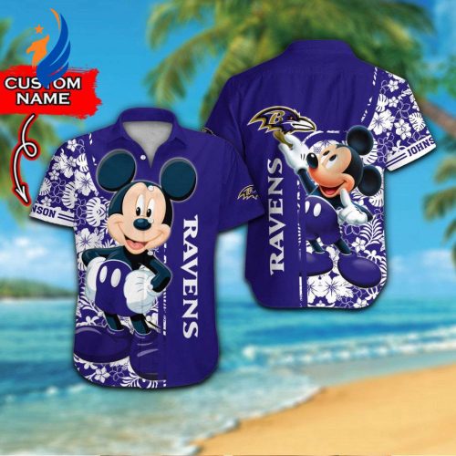 Baltimore Ravens & Mickey Mouse Hawaiian Shirt – Customizable and Unique Apparel for Fans