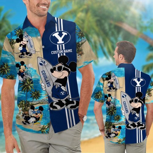 BYU Cougars & Mickey Mouse Hawaiian Shirt: Personalized Stylish & Officially Licensed Apparel