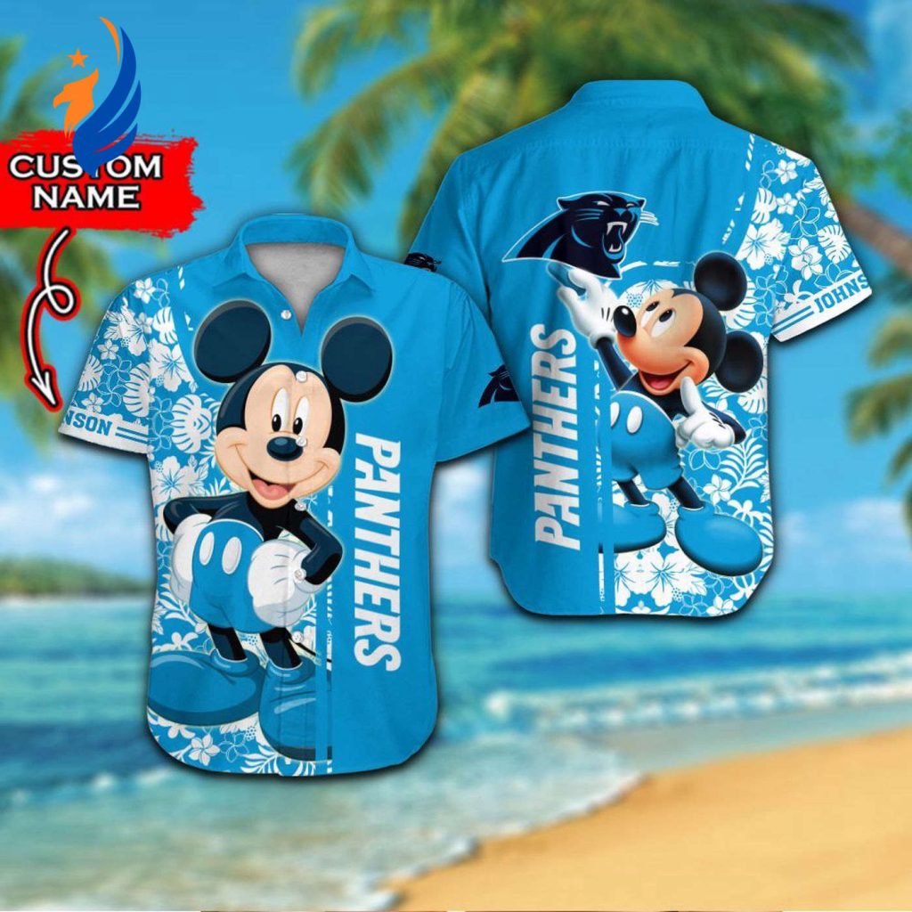 Custom Carolina Panthers & Mickey Mouse Hawaiian Shirt: Unique Style for Fans Custom Carolina Panthers & Mickey Mouse Hawaiian Shirt: Unique Style for Fans