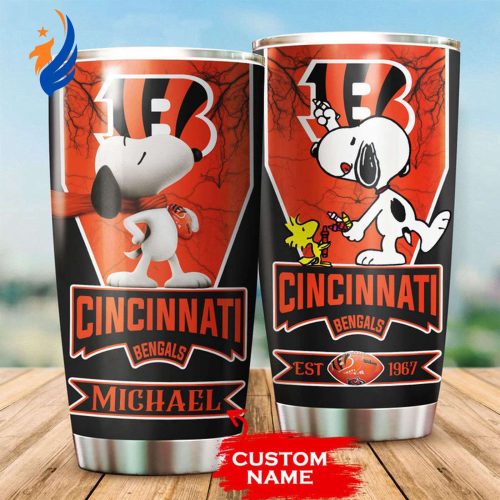 Personalized Cincinnati Bengals Snoopy – Stainless Steel Tumbler