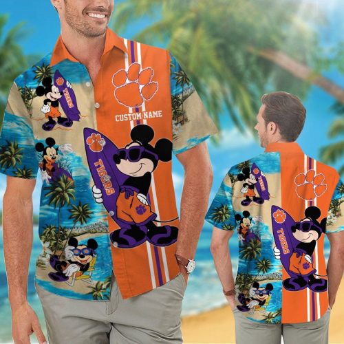 Clemson Tigers & Mickey Mouse Hawaiian Shirt – Personalized Fun for Fans!