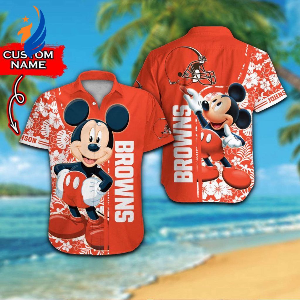 Unique Cleveland Browns & Mickey Mouse Hawaiian Shirt – Personalized NFL Disney Apparel Unique Cleveland Browns & Mickey Mouse Hawaiian Shirt – Personalized NFL Disney Apparel