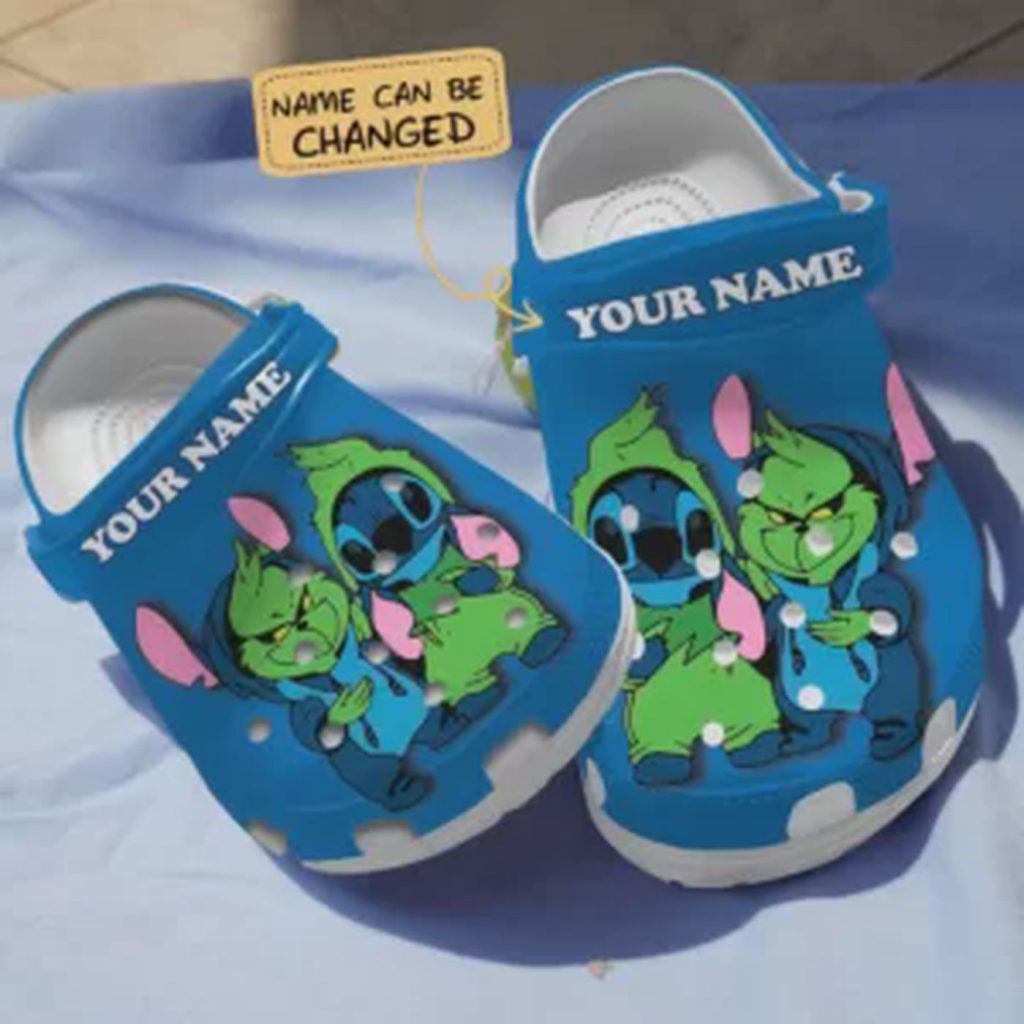 Personalized Cute Grinch And Blue Friend Clogs Personalized Cute Grinch And Blue Friend Clogs