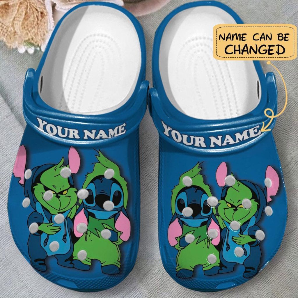 Personalized Cute Grinch And Blue Friend Clogs Personalized Cute Grinch And Blue Friend Clogs