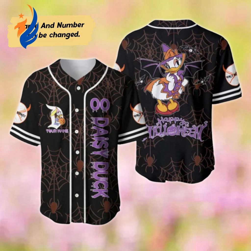 Customized Daisy Duck Halloween Baseball Jersey – Mickey Mouse Team Shirt Customized Daisy Duck Halloween Baseball Jersey – Mickey Mouse Team Shirt