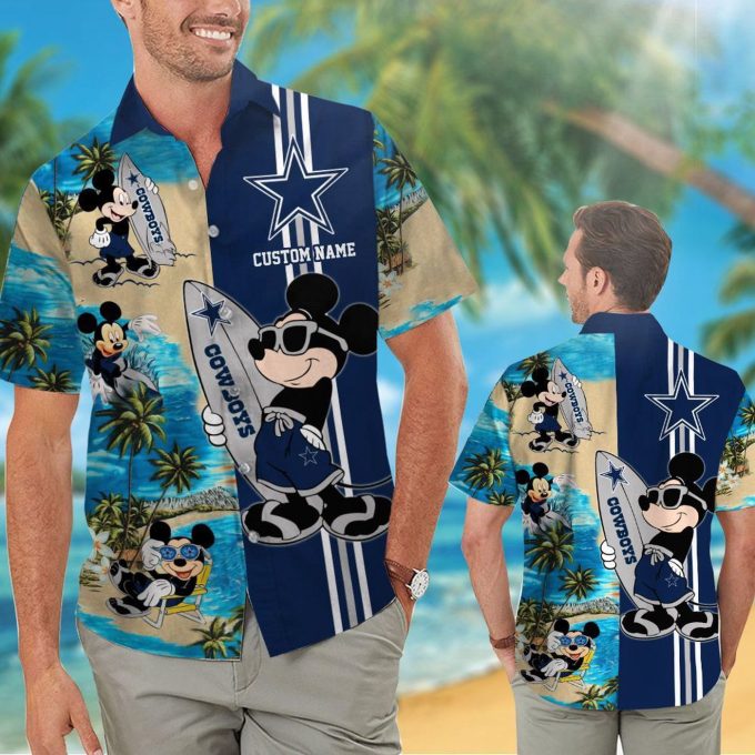Get Stylish with Personalized Dallas Cowboys & Mickey Mouse Hawaiian Shirt – Perfect for Cowboys and Disney Fans!