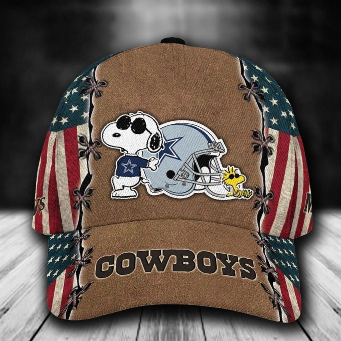 Personalized Dallas Cowboys Snoopy Usa Flag All Over Print 3D Baseball Cap Brown Personalized Dallas Cowboys Snoopy Usa Flag All Over Print 3D Baseball Cap Brown