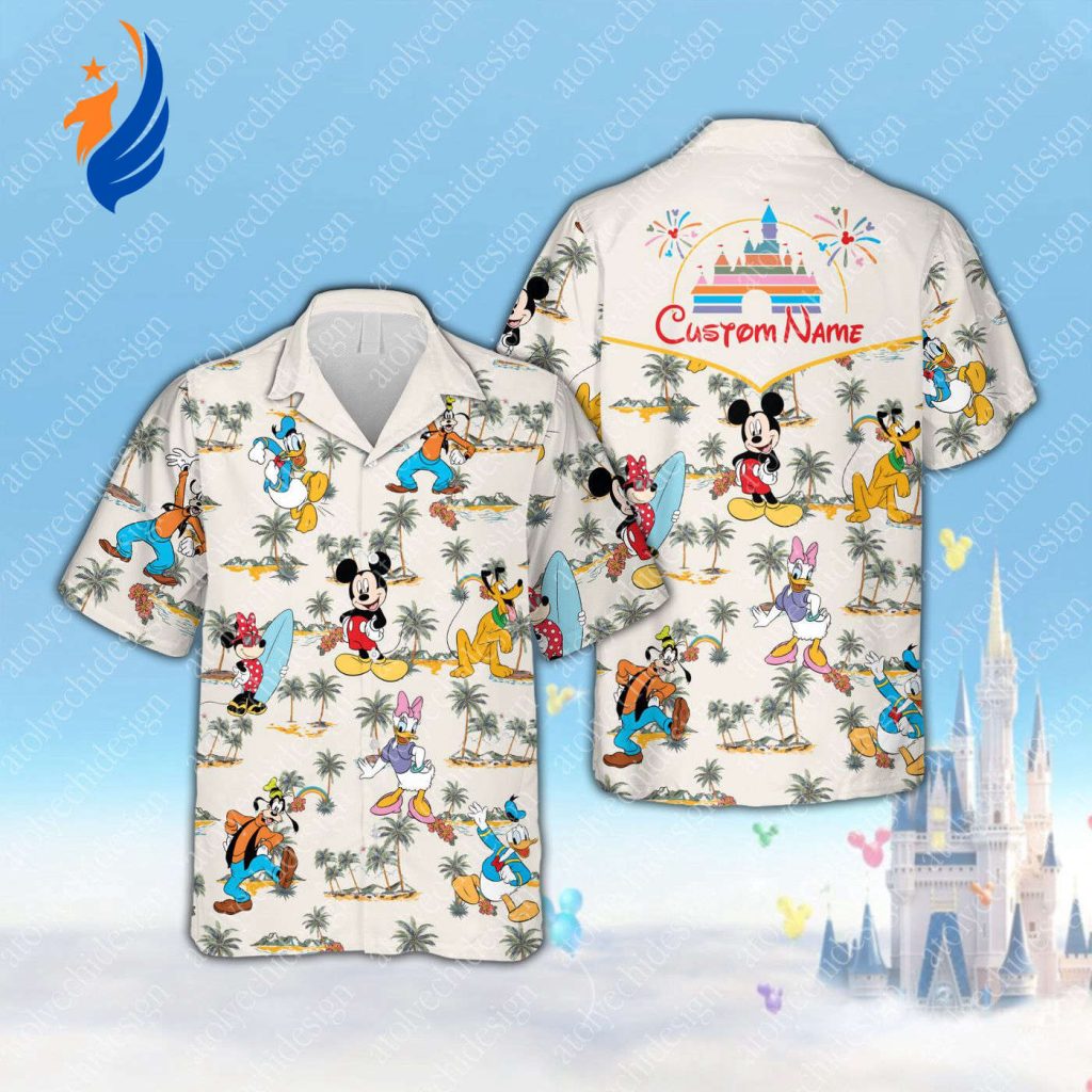 Custom Disney Mickey Hawaiian Shirt: Personalized Name Button Down – Tropical Summer Magical Kingdom Custom Disney Mickey Hawaiian Shirt: Personalized Name Button Down – Tropical Summer Magical Kingdom