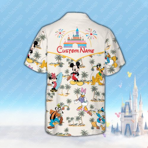Custom Disney Mickey Hawaiian Shirt: Personalized Name Button Down – Tropical Summer Magical Kingdom