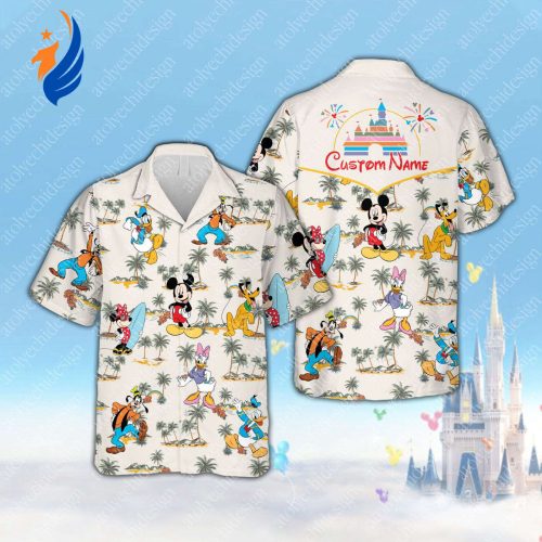 Custom Disney Mickey Hawaiian Shirt: Personalized Name Button Down – Tropical Summer Magical Kingdom