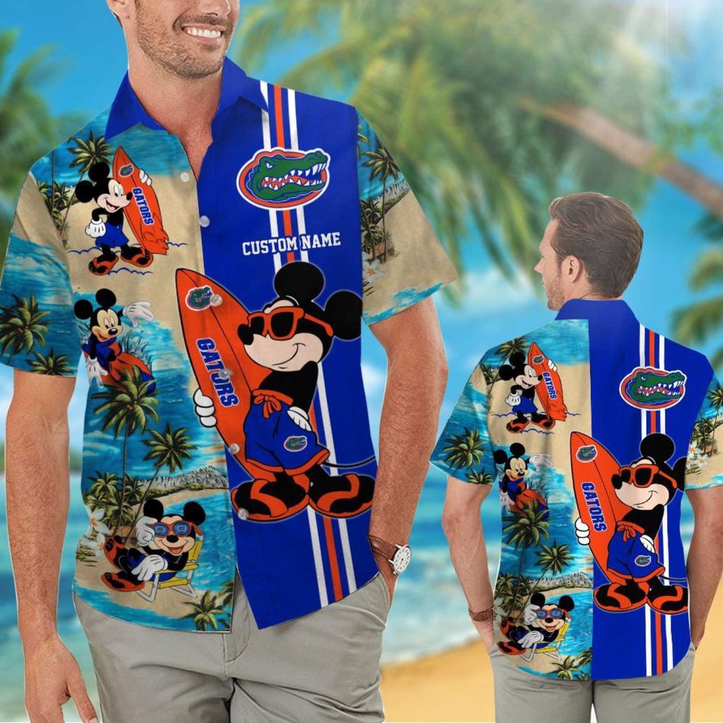 Florida Gators & Mickey Mouse Hawaiian Shirt: Personalized Paradise Attire Florida Gators & Mickey Mouse Hawaiian Shirt: Personalized Paradise Attire