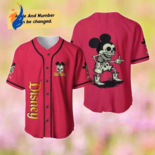 Spooky Skeleton Mickey Mouse Baseball Jersey – Personalized Halloween & Horror Shirt