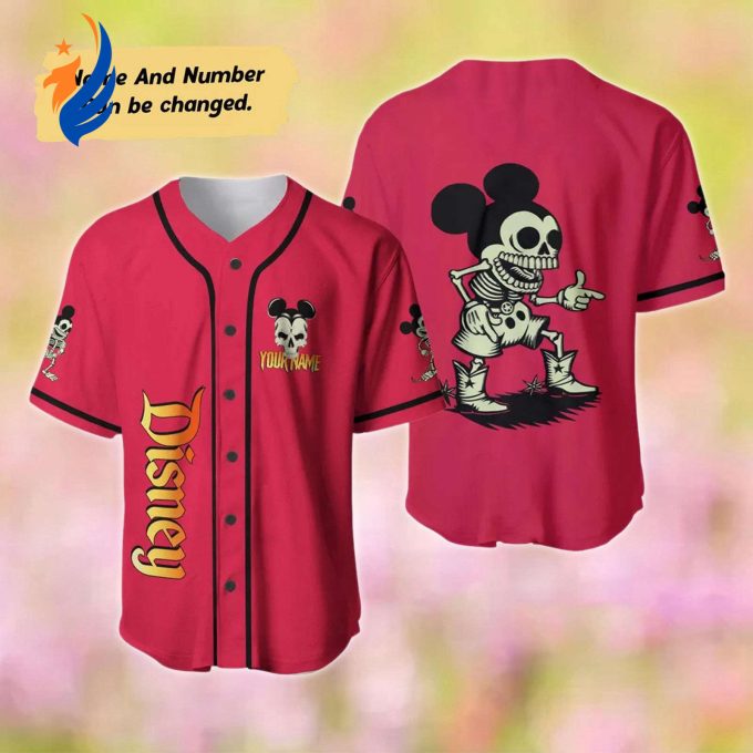 Spooky Skeleton Mickey Mouse Baseball Jersey – Personalized Halloween & Horror Shirt