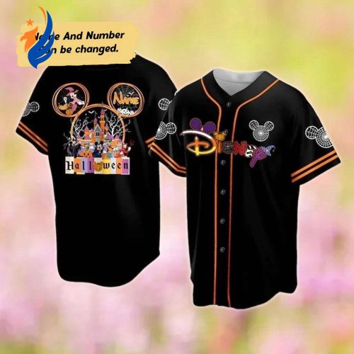 Custom Halloween Baseball Jersey – Mickey and Friends Team Shirt for Sports Enthusiasts