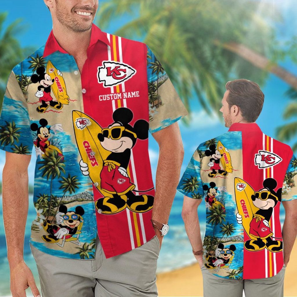 Show Off Your Team Spirit with Personalized Kansas City Chiefs & Mickey Mouse Hawaiian Shirt Show Off Your Team Spirit with Personalized Kansas City Chiefs & Mickey Mouse Hawaiian Shirt