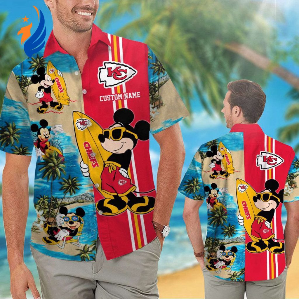 Show Off Your Team Spirit with Personalized Kansas City Chiefs & Mickey Mouse Hawaiian Shirt Show Off Your Team Spirit with Personalized Kansas City Chiefs & Mickey Mouse Hawaiian Shirt