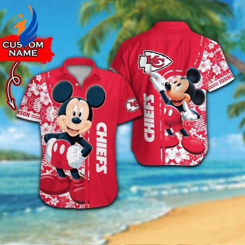Stylish Personalized Kansas City Chiefs & Mickey Mouse Hawaiian Shirt – Perfect for Fans! #2
