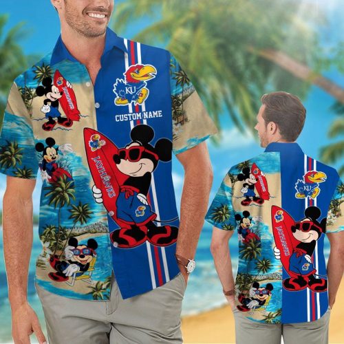 Custom Kansas Jayhawks & Mickey Mouse Hawaiian Shirt – Unique Fan Apparel