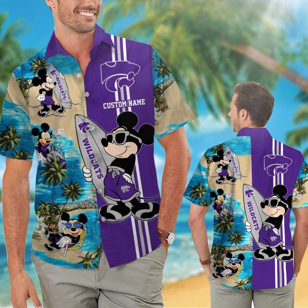 Custom Kansas State Wildcats & Mickey Mouse Hawaiian Shirt – Unique and Stylish Designs Custom Kansas State Wildcats & Mickey Mouse Hawaiian Shirt – Unique and Stylish Designs