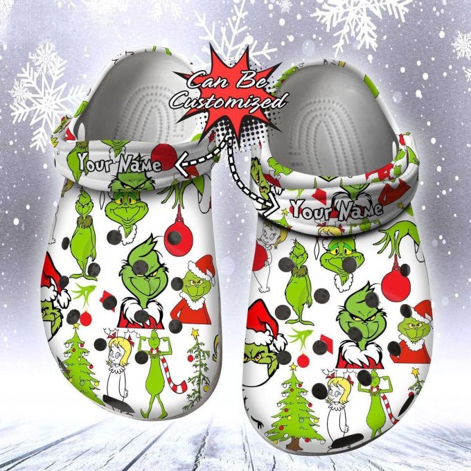 Personalized Lightweight Grinches Christmas Clogs, Funny And Safe Clogs For Kids And Adults