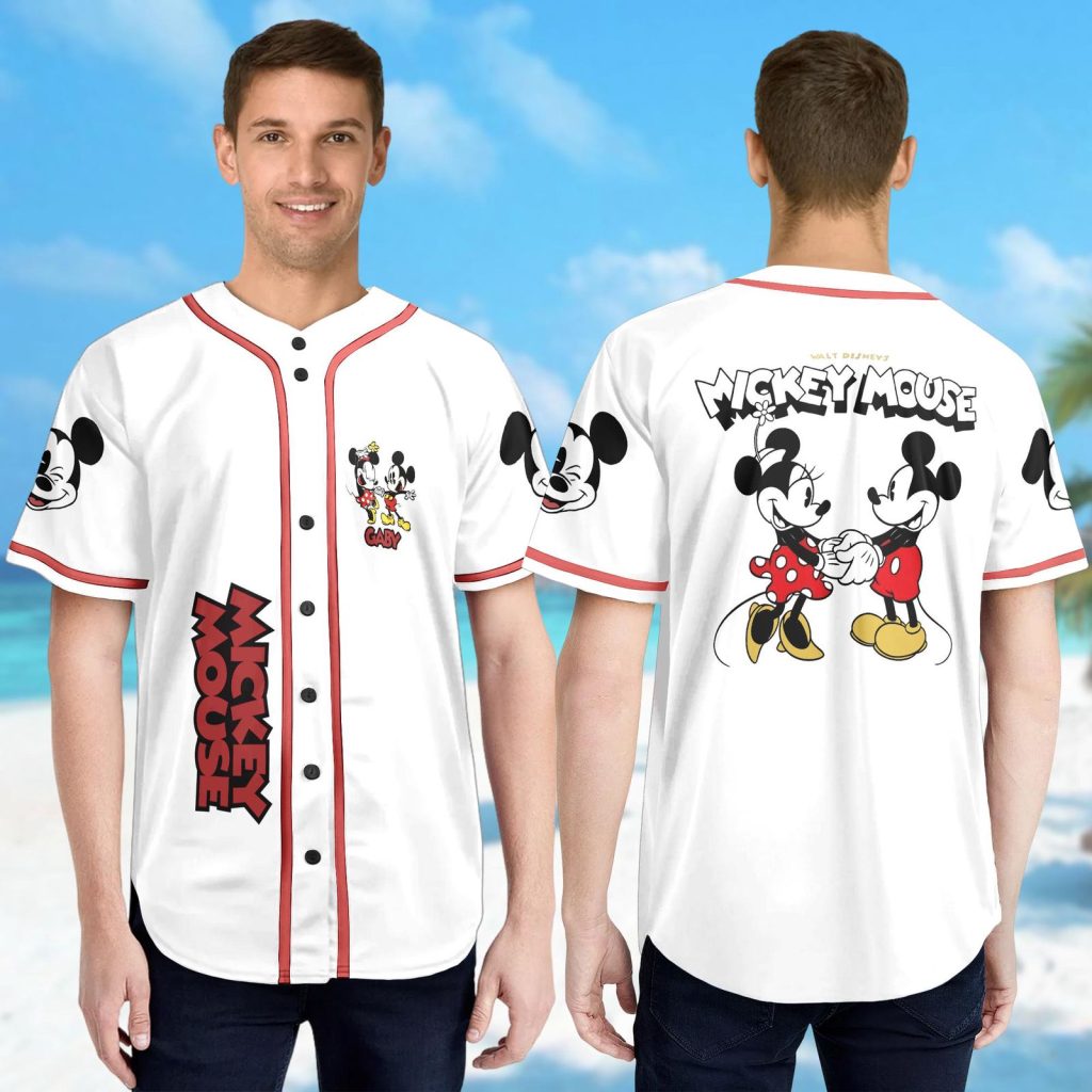 Customizable Mickey and Minnie Mouse Baseball Jersey – Perfect for Magic Kingdom Family Trip! Customizable Mickey and Minnie Mouse Baseball Jersey – Perfect for Magic Kingdom Family Trip!