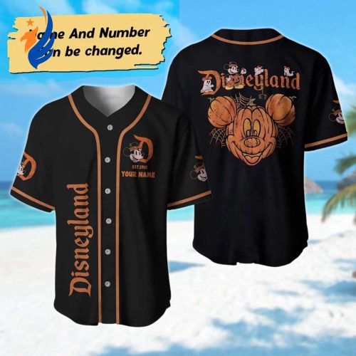 Spooky & Personalized Mickey Halloween Baseball Jersey – Perfect for Magic Kingdom Pumpkin Basketball & Funny Mickey Head Baseball Shirt