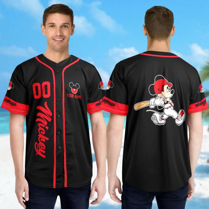Custom Personalized Mickey Mouse Baseball Jersey: Funny 3D Printed Shirt Ideal Birthday Gift for Kids