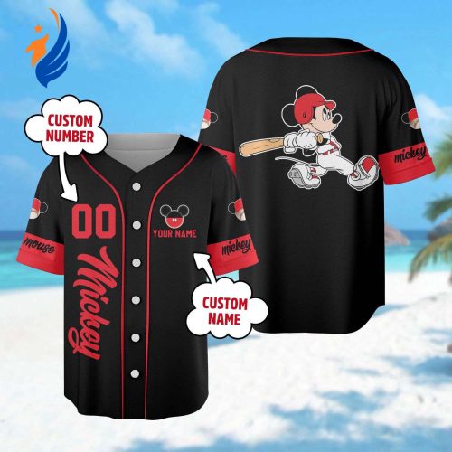Custom Personalized Mickey Mouse Baseball Jersey – Funny Cartoon 3D Printed Shirt Perfect Birthday Gift for Kids