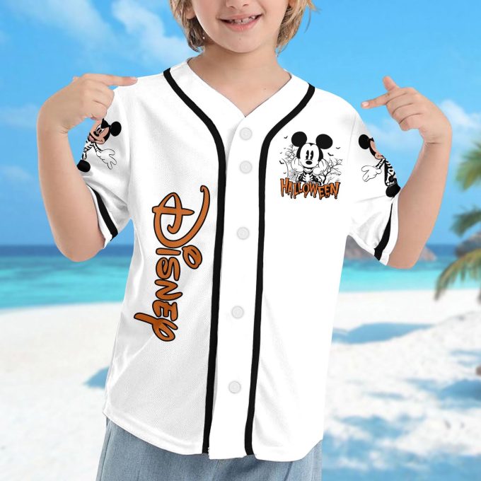 Spooky Personalized Mickey Mouse Halloween Baseball Jersey – Perfect Magic Kingdom Halloween Baseball Team Gift