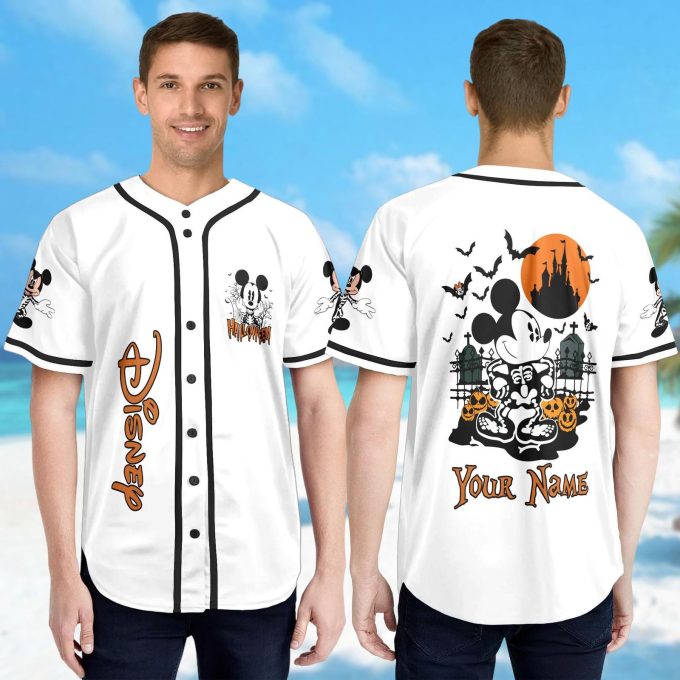 Spooky Personalized Mickey Mouse Halloween Baseball Jersey – Perfect Magic Kingdom Shirt & Gift for Halloween Baseball Team