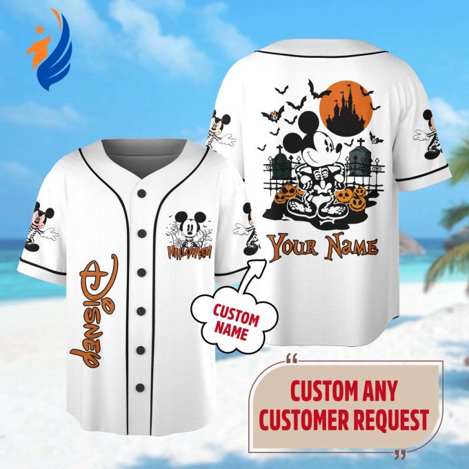Spooky Personalized Mickey Mouse Halloween Baseball Jersey – Perfect Magic Kingdom Halloween Baseball Team Gift Spooky Personalized Mickey Mouse Halloween Baseball Jersey – Perfect Magic Kingdom Halloween Baseball Team Gift