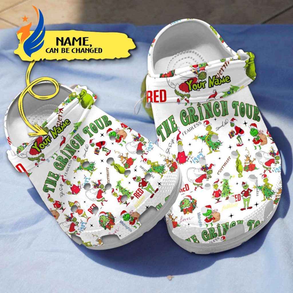 Personalized My Grinch Tour Christmas White Clogs Personalized My Grinch Tour Christmas White Clogs