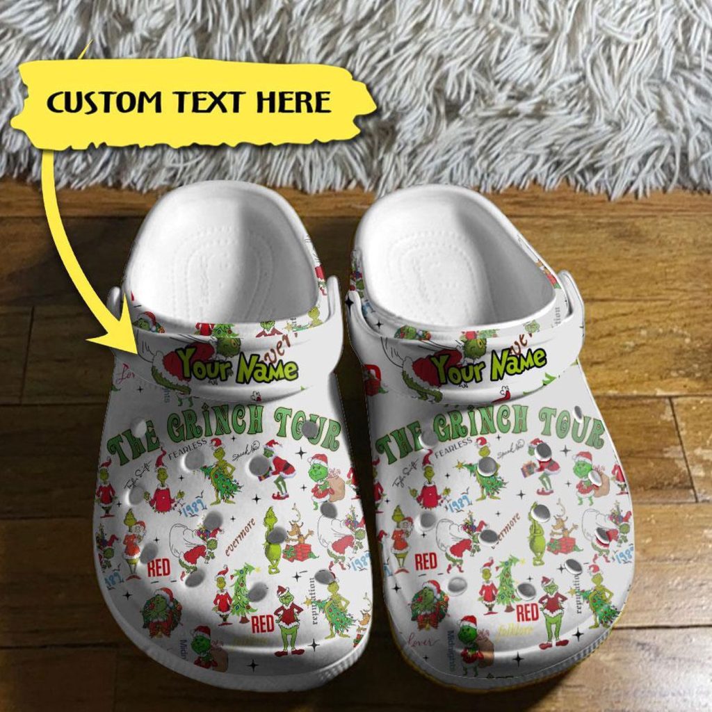 Personalized My Grinch Tour Christmas White Clogs Personalized My Grinch Tour Christmas White Clogs